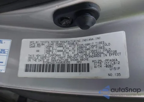 2004 Toyota Sienna Xle из США, поврежденный, VIN 5TDBA22CX4S028335